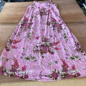 Cinnamon Girl Summer Dress Women L Purple Floral Sleeveless Tie Waist Midi 17580